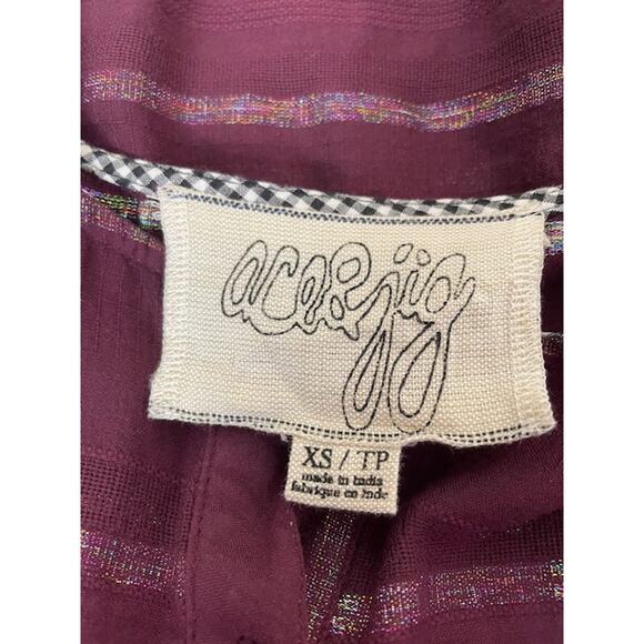 Ace & Jig Arbor Mini Dress Incense Deep Purple Metallic Rainbow Thread Stripe XS - Picture 9 of 11